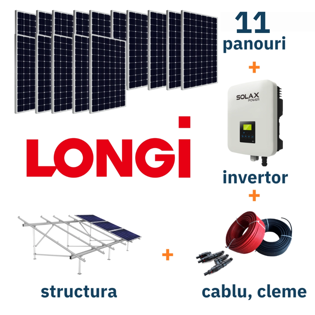 Kit complet sistem fotovoltaic LONGI On-Grid (Putere 6.16 kW, trifazat) La cheie!