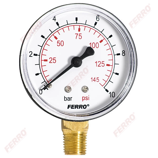 Manometru 63mm* 1/4" vertical 0-10 bari Ferro M6310R