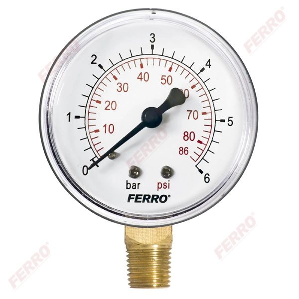 Manometru 63mm* 1/4" vertical 0-6 bari Ferro M6306R — 1